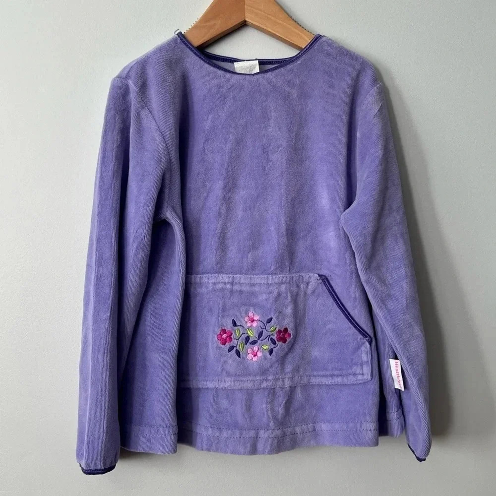 Vintage Healthtex Long Sleeve Shirt | Purple With Flowers | Girls 6